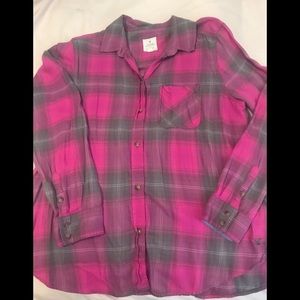 American Eagle Pink and Gray Flannel